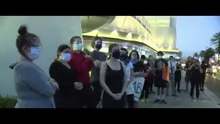 Protesters gather on Las Vegas Strip