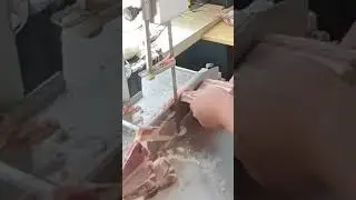 Cut frozen meat using a machine, neat and very satisfying #oddlysatisfying