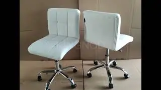 Armless Office Chair Mid Back,Leather Adjustable Height, Basics Upholstered,Swivel Office Desk Chair