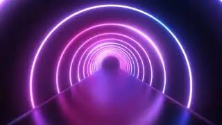 4K60FPS ScreenSaver Futuristic Neon Laser Rings Of Ultraviolet Fluorescent Light Tunne