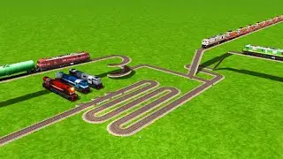 SIX IMPOSSIBLE TRAINS CROSSING SNAKE🐍 CIRCLE CURVED RISKY RAILROAD TRACKS | Train Simulator | Beamng