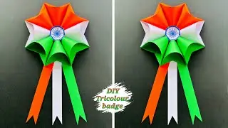 Republic day badge making / DIY Indian Tricolor Badge / 26th January craft ideas