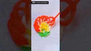 Beautiful Flower Embroidery on Woolen Cap🌸|Easy Hand Stitch #shorts #handembroidery #woolencap #art