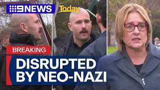 Victorian Premier disrupted by self-proclaimed Neo-Nazi during press conference | 9 News Australia