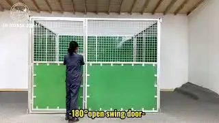 Green portable horse stable with HDPE panels
