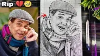 RIP 🥺💔Dharmendra ji Drawing Outline, Dharmendra Deol Art Tribute, Legendary Bollywood Star Drawing