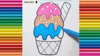 Ice Cream Beautifull Coloring for Kids and Toddlers | Best Videos for kids | Colors Studio /