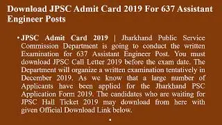 Download JPSC Assistant Engineer Admit Card 2019 | JPSC Admit Card