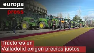 Unos 40 tractores se congregan en el José Zorrilla de Valladolid para recorrer la ciudad