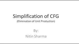 Elimination of Unit Production CFG - elimination of unit production from cfg