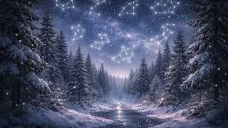 Snowy Forest & Glowing Zodiac Stars 🌙 | Calming Winter Visuals