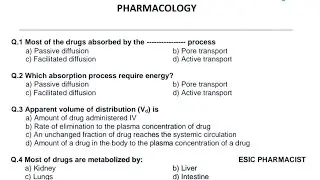 MCQ REVISION PHARMACOKINETICS! mcq with answer pharmacokinetic, #ADME ! factor! #aiims PHARMACIST