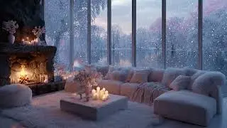 Peaceful Winter Retreat by the Lake &ndash; Soft Piano, Gentle Snowfall and Warm Fireplace Sounds