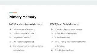 Introduction to Computer : 9. Types of Memory : CCC Tutorial in English