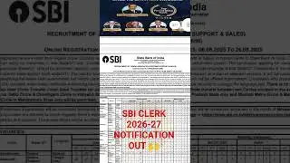SBI CLERK 2026-27 NOTIFICATION OUT 🙌 #2025 #notification #sbi #sbiclerk