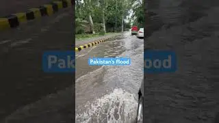 Raining season in Lahore, Pakistan, flooding the streets.