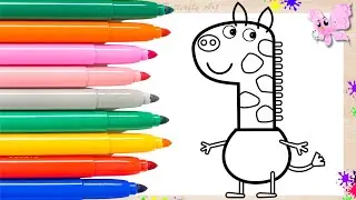 Gerald Giraffe Peppa Pig Friend Drawing and Coloring for Kids Toddlers | Easy Peppa Cartoon Drawings