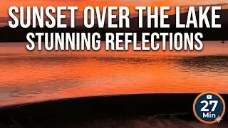 Sunset Over the Lake: Fiery Red Sky & Water Reflections (Real Time Static Camera)