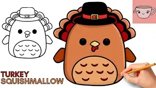 How To Draw Turkey Pilgrim Squishmallow | Thanksgiving | Cute Easy Step By Step Drawing Tutorial