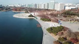 Ilsan Lake Park - One winter day - 4K drone footage...