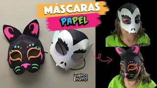 Máscaras de papel rápidas para Halloween (Gato y Drácula)
