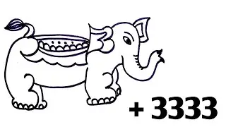 How to Draw Elephant with number 3333 | Elephant Drawing from 3333 Number 