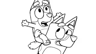 Bluey with Chilli Heeler Drawing Easy, Bluey Drawing for Kids, Bluey Coloring Pages for Kids, 4