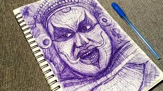 Freehand Scribble Sketch #theyyam #keralaart #ballpenart