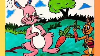 Easy rabbit scenery drawing Step By Step#how to draw rabbit for beginners#rabbit art for kids