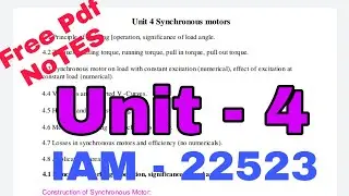 IAM - 22523 Notes On Unit 4 Synchronous Motor Industrial Ac Machines Download Link ⬇️
