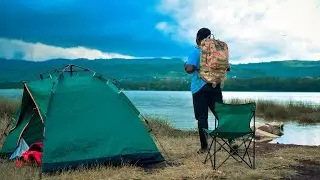 SOLO CAMPING IN NATIONAL PARK WILDLIFE AT THE LAKE(outdoor Carlos)cooking and swimming