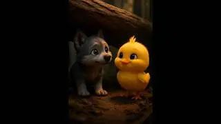The Brave Little Chick Who Saved a Wolf! 💛🐥 #Shorts #animation #cartoon