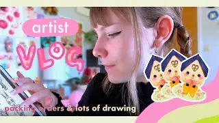 Art Studio Vlog 004 ☆ Getting Inspired 🌱 Packing Orders, Drawing Prompts, & Starting a Shop Update