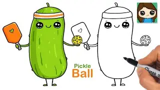 How to Draw Pickle Ball 🥒 Cute Pun Art
