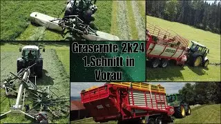 1.Schnitt 2k24 in Vorau|1000mSH|4k Betrieb Rechberger|Pöttinger|JohnDeere|Krone|Fendt
