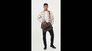Boconi Sloan Waxed Canvas Pull Up Leather Laptop Bag