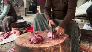 Today's monday delicious meat cutting and selling center holidhani bazar,jhenaidah. 