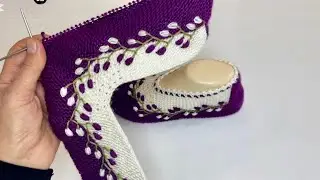 37 38 Numara İki Şiş Dikişsiz Nakışlı Patik Modelim ✅