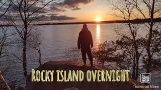 Spring overnight camping at a rocky island.