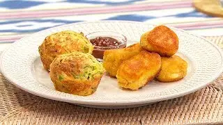 Villaroy de pollo / Buñuelos de lechuga y arvejas