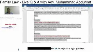 Urgent Contact and Guardianship Consent Issues Advocate Muhammad Abduroaf
