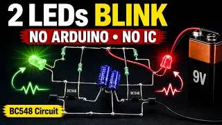 Simple LED Blinking//Flasher Circuit Using BC548Transistors| NO ARDUINO•NO IC•NO CODING #ledblinking