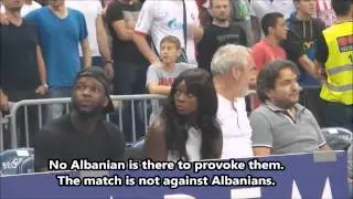 Serbian fans chant 