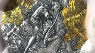 2019 Niue 3 Ounce Lu Bu Warriors of China Colored High Relief Gold Gilded  999 Silver Coin