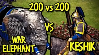 200 ELITE WAR ELEPHANTS vs 200 ELITE KESHIKS | AoE II: Definitive Edition