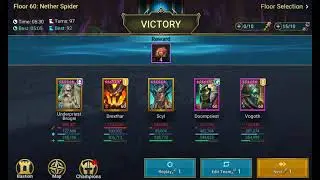 Raid Shadow Legends Doom Tower hard 60 Nether Spider with 2 Provoke and 1 Stun Crowd Control  team.