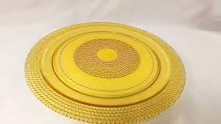 Vintage Honey Amber Gold Bubble Glass Round Dinner Plates Set of 2