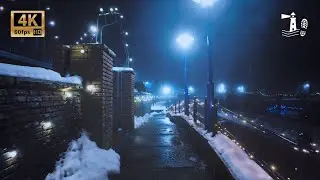 Neuharlingersiel Harbor Winter Night Walk ❄️ Northern Germany - Relaxing SlowTV 4K 60FPS ASMR
