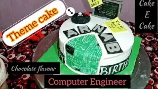How to make a theme cake at home| computer Engineer theme with fondant cake .