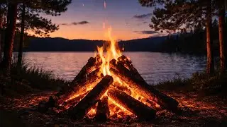 🔥 Cozy Campfire by the Lake: Crackling Fire Sounds for Sleep & Relaxation | LIVE Ambience 4K